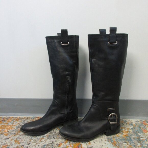 Marc NY Andrew Marc Women Moto Tall Riding Boots Black 7 Black Low Heels 1024 - Picture 1 of 15
